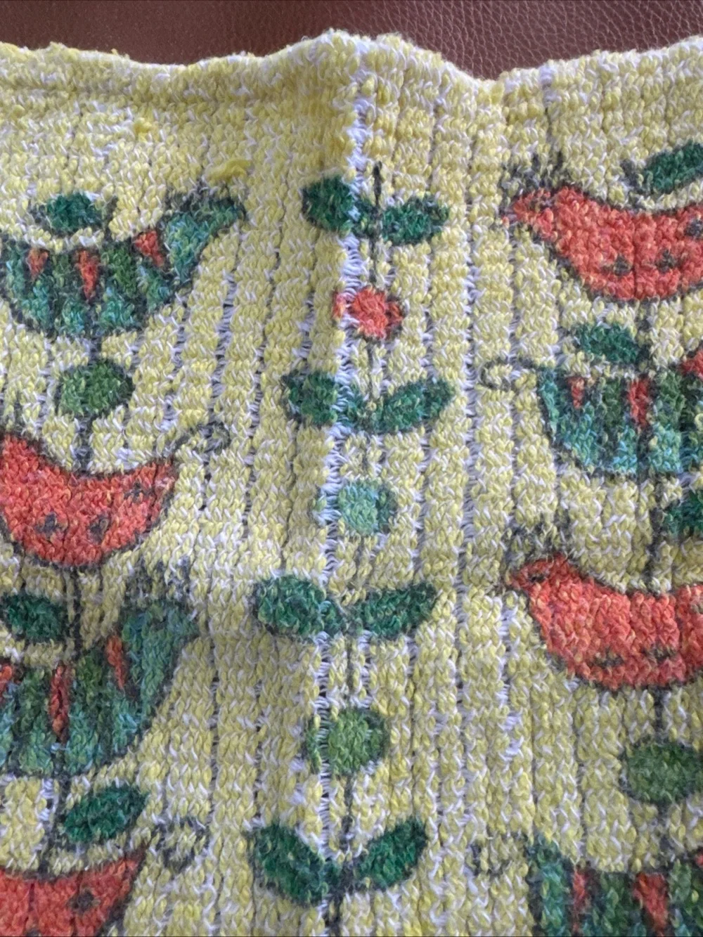 Vintage Swedish Style Printed Knit Dishcloths Lot of 4 Bird/Rooster 10x10
